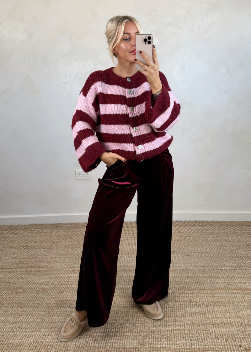 Tegan striped knit - pink/merlot-The Style Attic