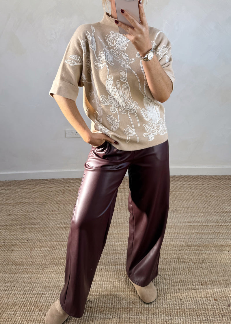 Tess Embroidered knit - beige-The Style Attic