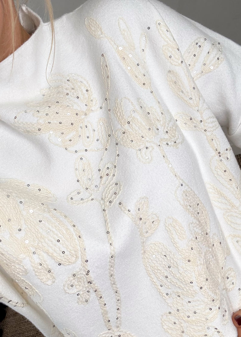 Tess Embroidered knit - winter white-The Style Attic