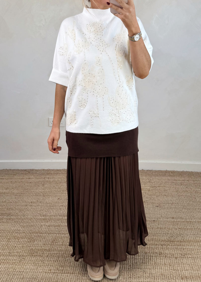 Tess Embroidered knit - winter white-The Style Attic