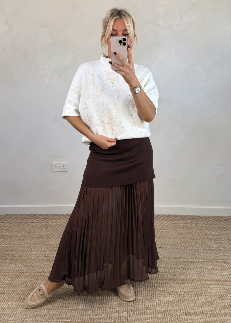 Tess Embroidered knit - winter white-The Style Attic