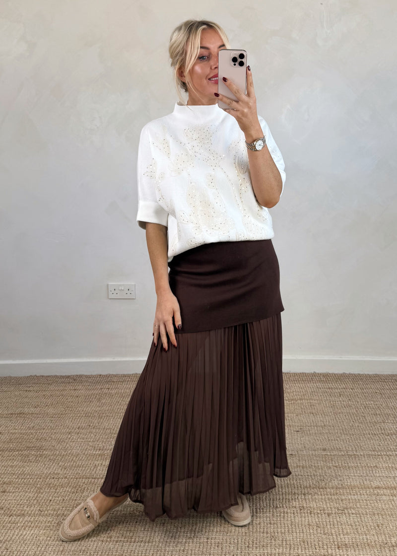 Tess Embroidered knit - winter white-The Style Attic