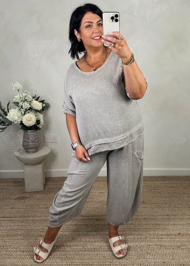 Bliss linen blend top - griege