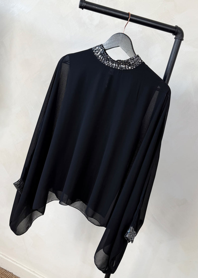 Vixen sequin blouse - black