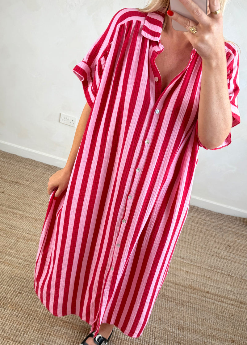 Tatum cheesecloth dress - pink/red