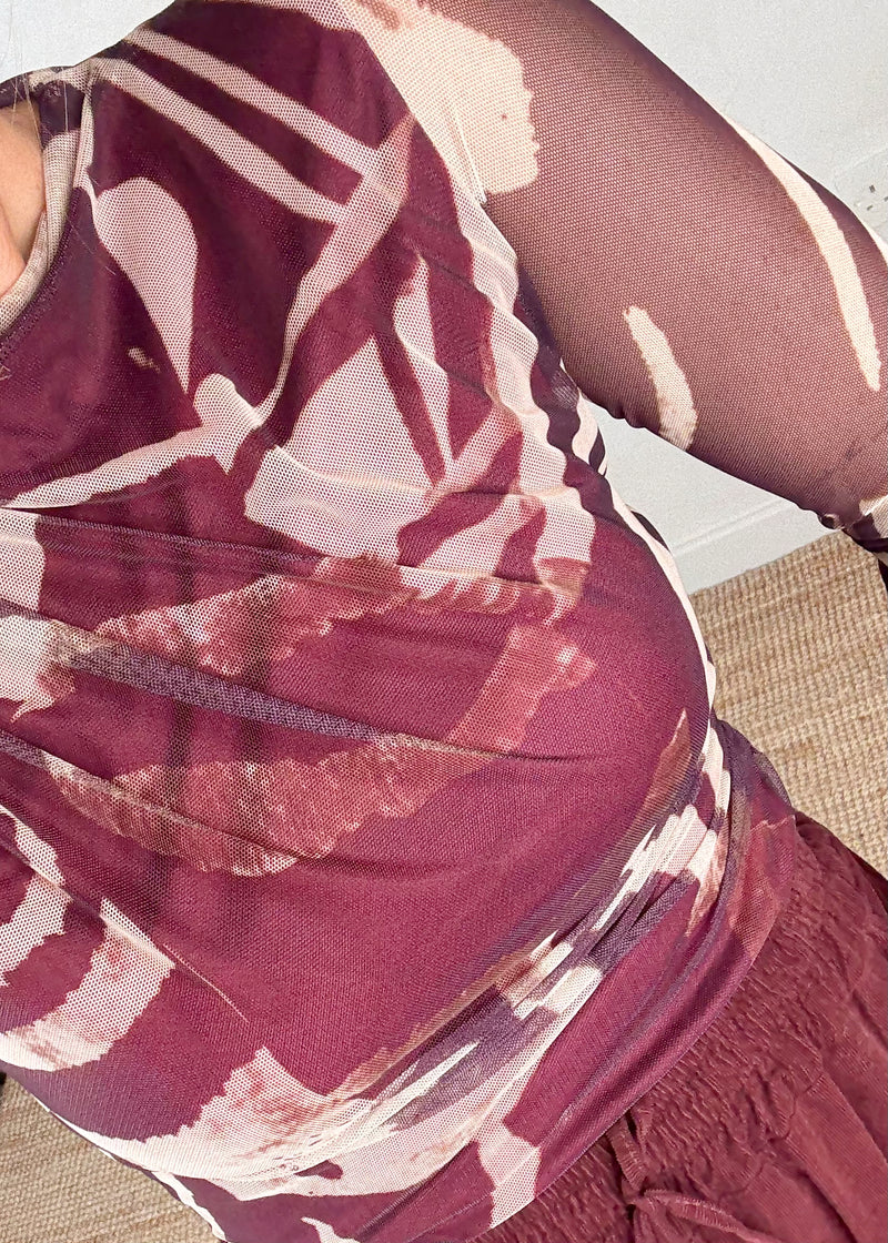 Talia Sheer top - Merlot