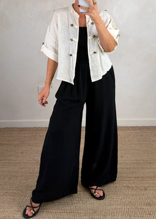Linen military jacket - Cream