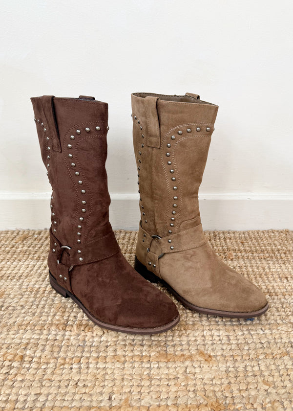 Dusty studded boots - mink