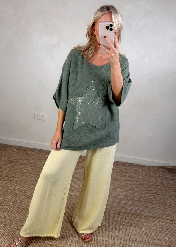 Starla cheesecloth tee - khaki