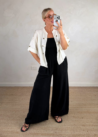 Linen military jacket - Cream