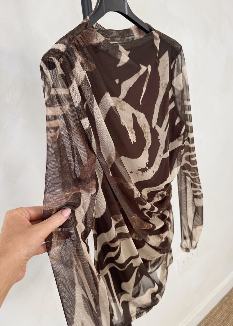 Talia Sheer top - chocolate
