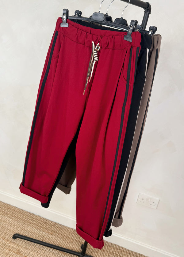 Beth striped jogger - Merlot