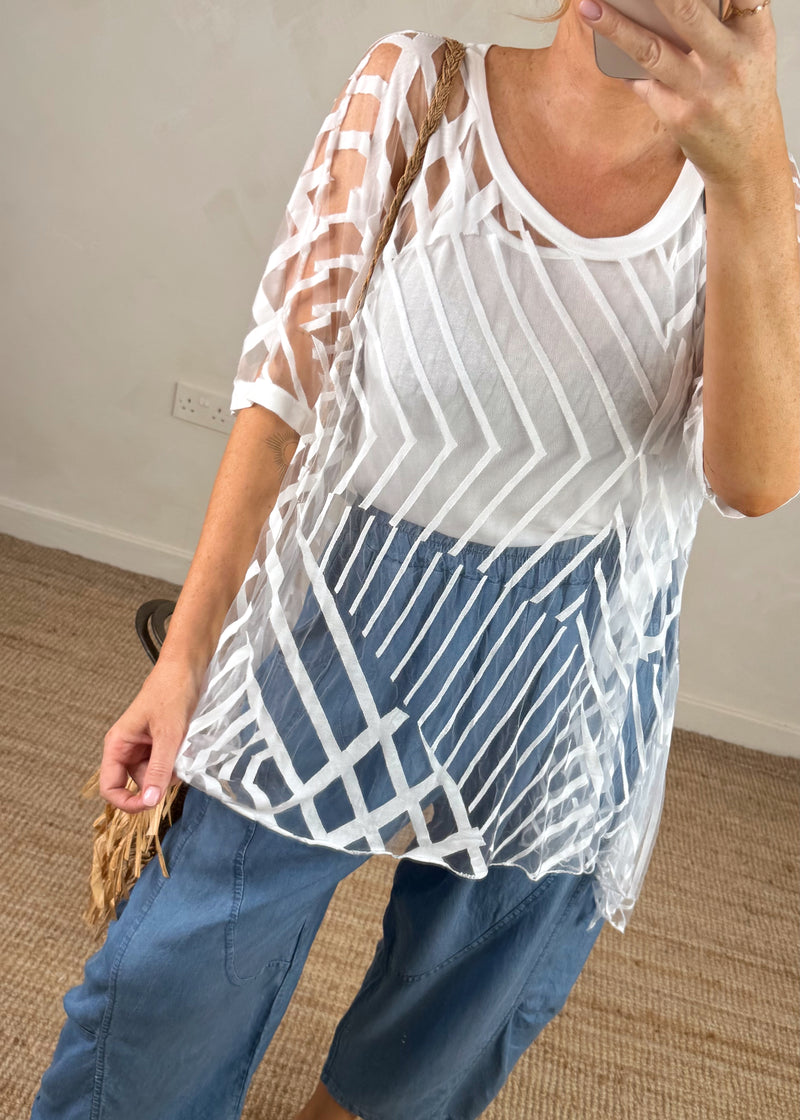 Nikki 2 layer top - white