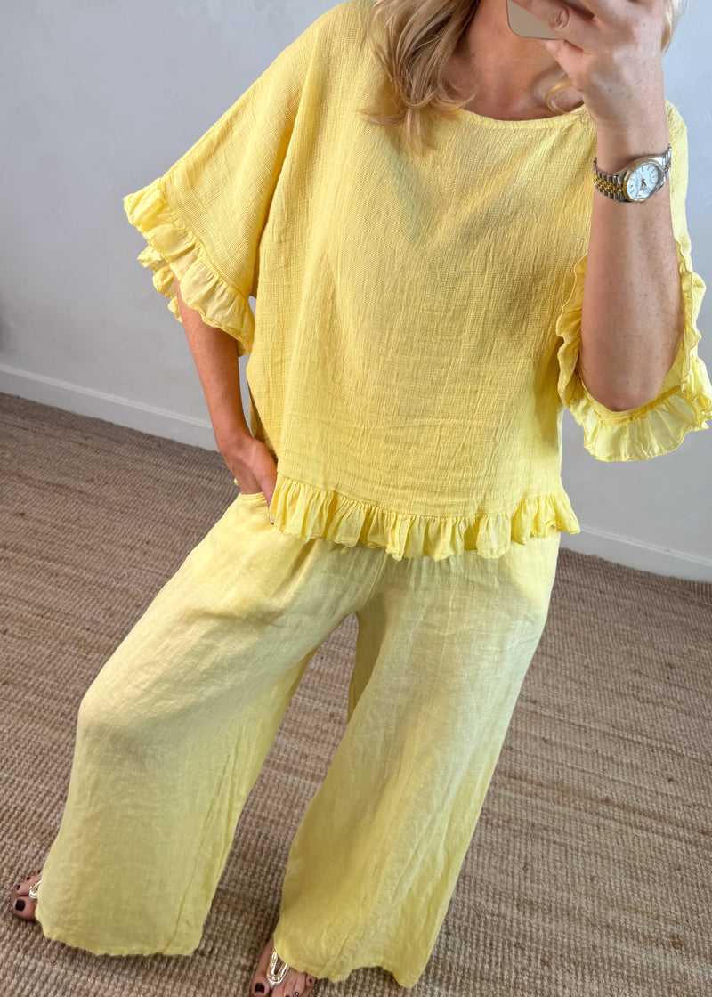 Betsy linen trouser - lemon 2