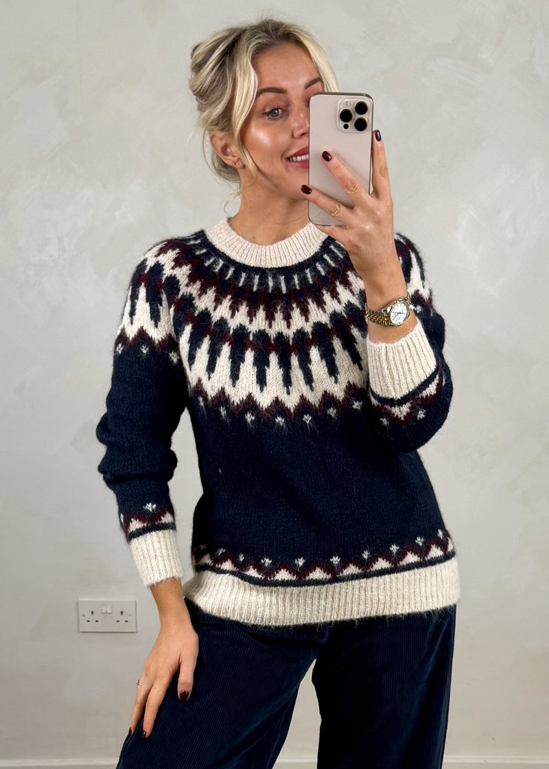 Aspen fair isle knit - navy