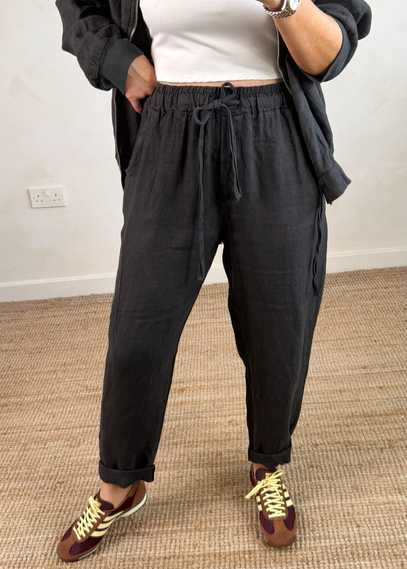 Milos linen trouser - slate