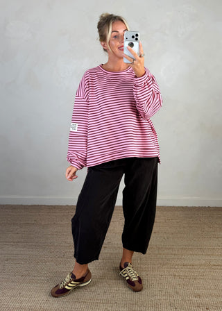Cabana baby cord barrel leg trouser - Chocolate