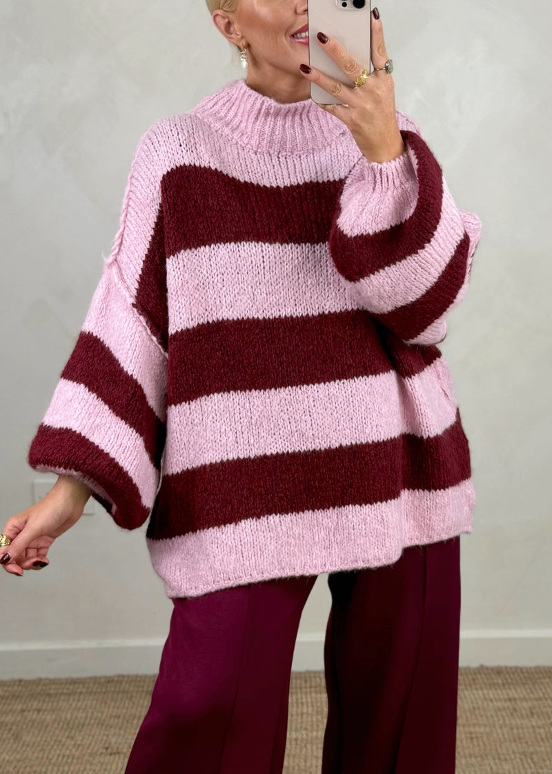 Striped Kurt grunge knit - merlot/blush
