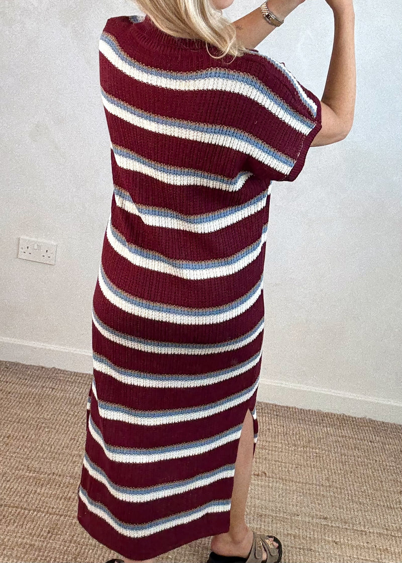 Coby striped dress - burgundy