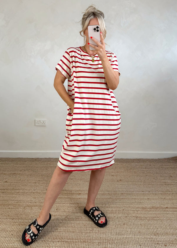 Blake striped dress - red
