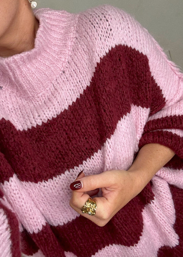 Striped Kurt grunge knit - merlot/blush