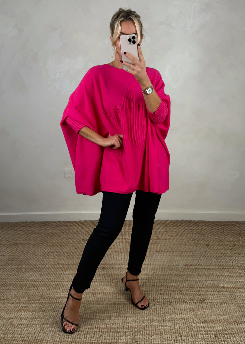 Diana ribbed star knit - hot pink