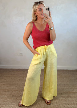Betsy linen trouser - lemon 2