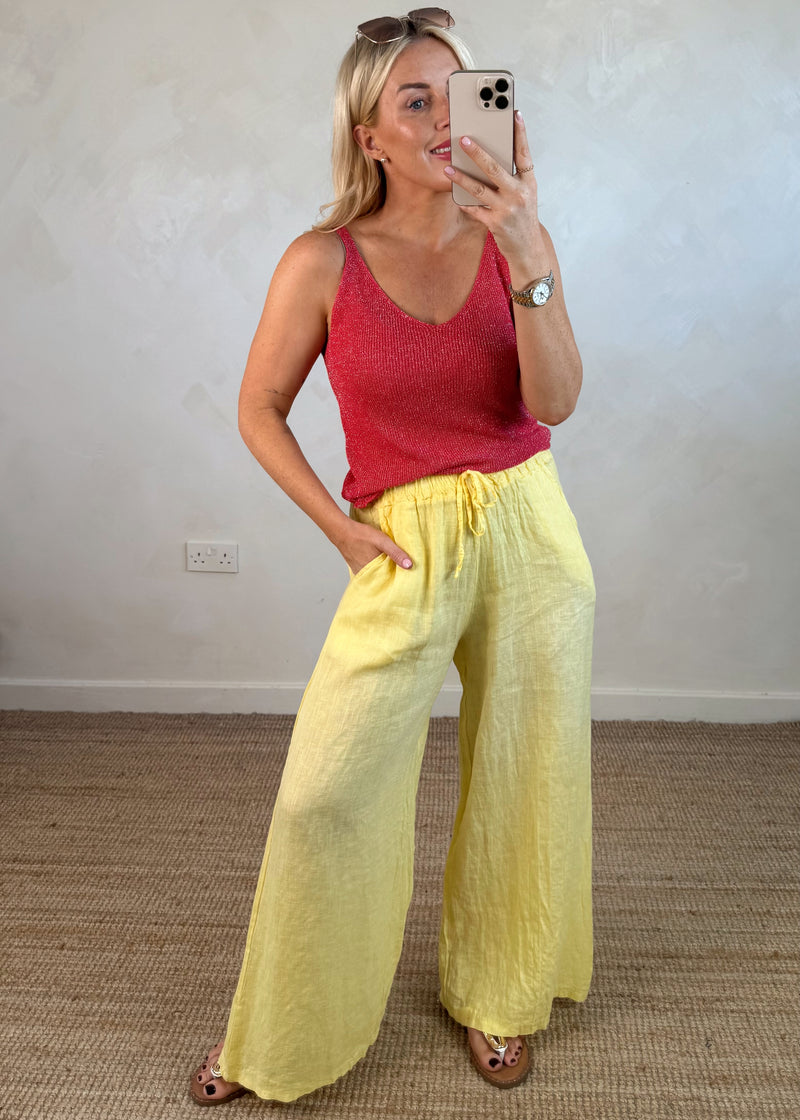Betsy linen trouser - lemon 2
