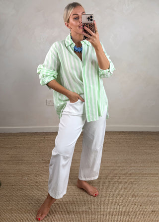 Barrel leg magic pants - white