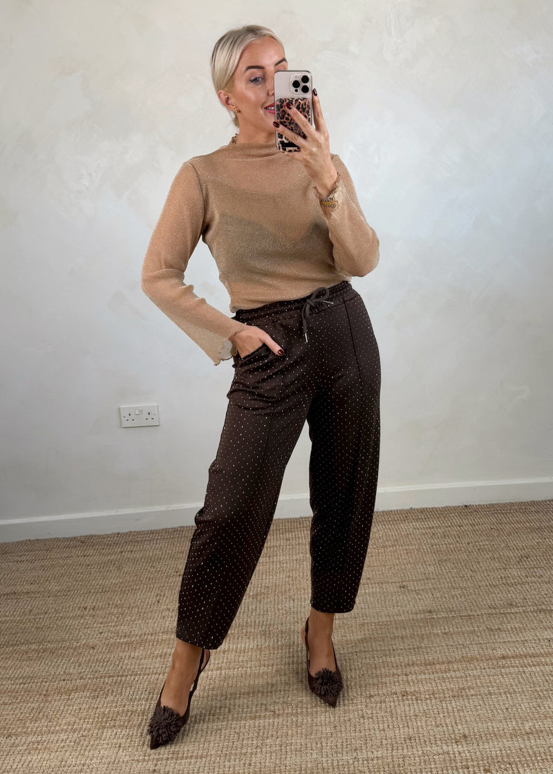 Sheer frill l/s top - nude-The Style Attic