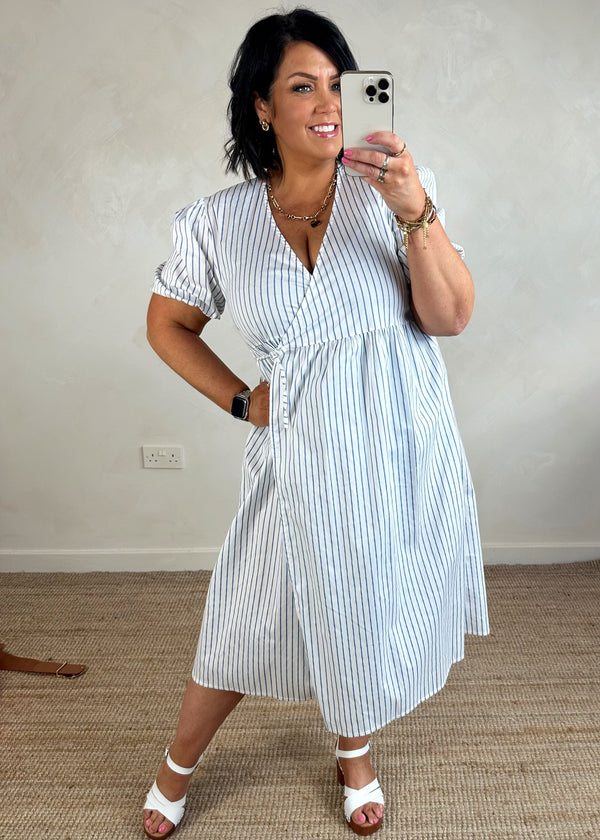 Birdie striped wrap dress