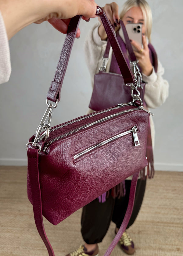 Molly zip leather bag - Merlot