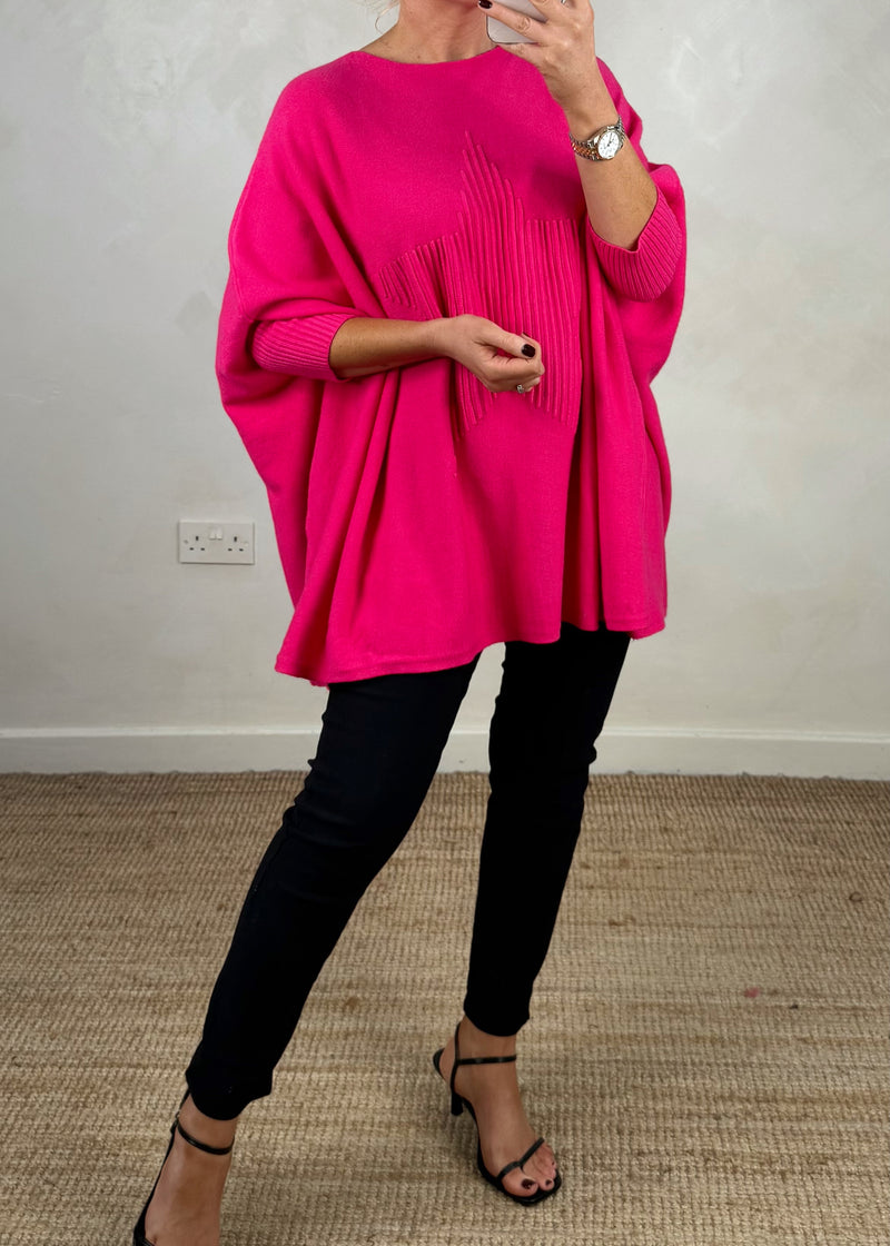 Diana ribbed star knit - hot pink