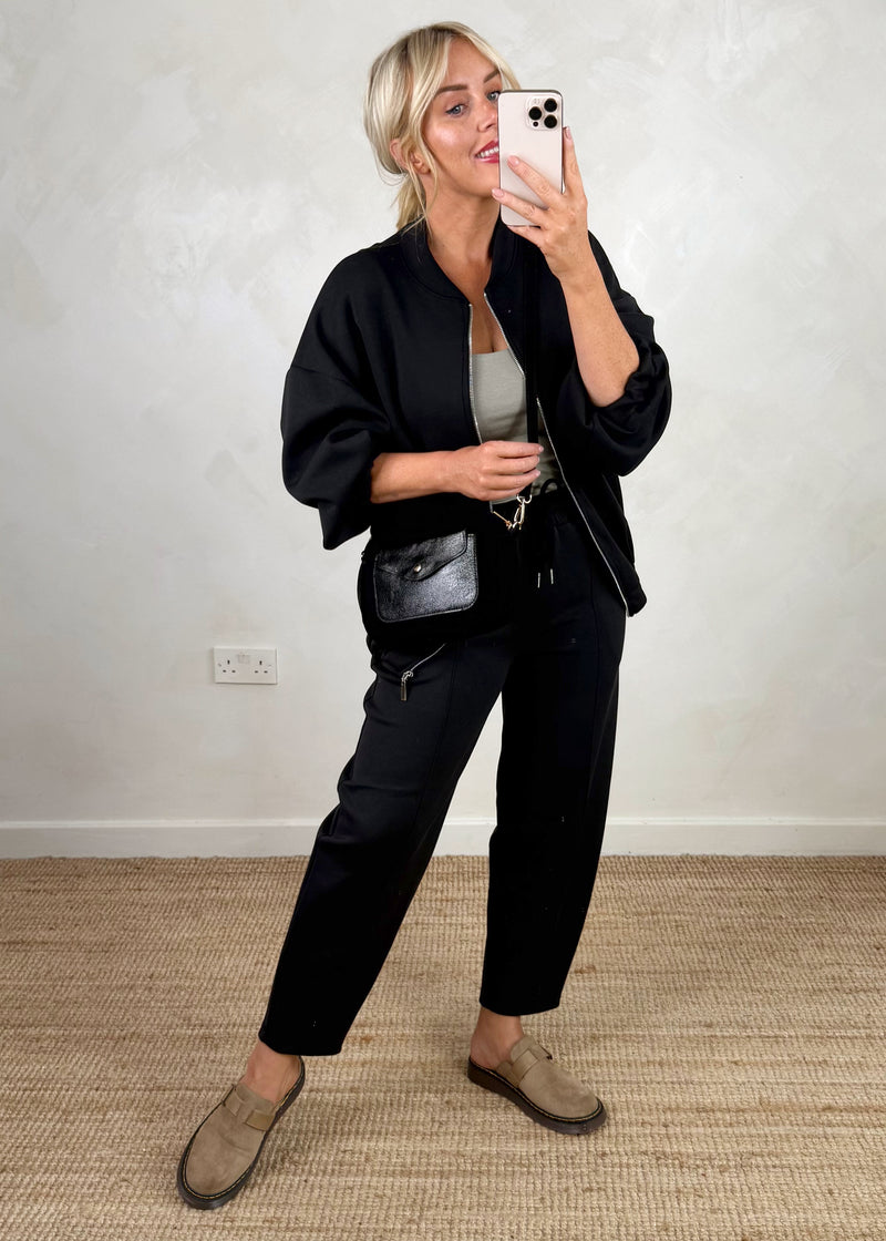Carrot leg bomber co-ord set - black