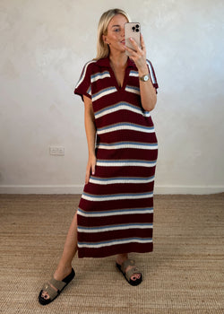 Coby striped dress - burgundy