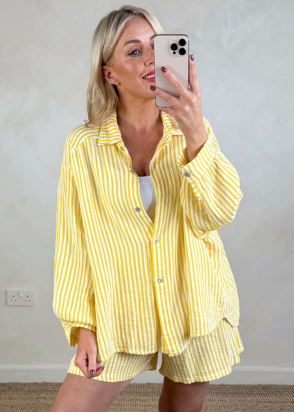 Miami co-ord short set - lemon/stone