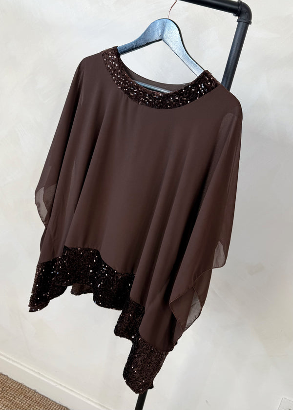 Dasher sequin blouse - chocolate