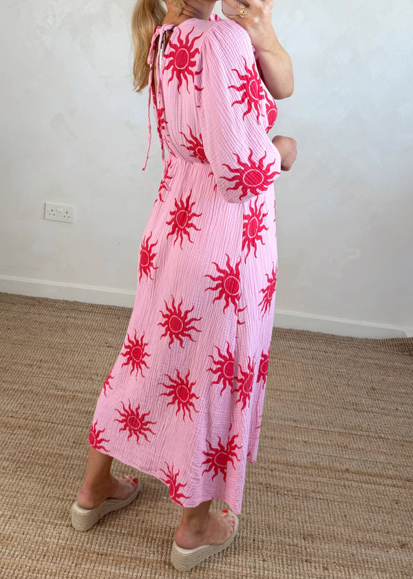 Julia maxi - pink/red sun