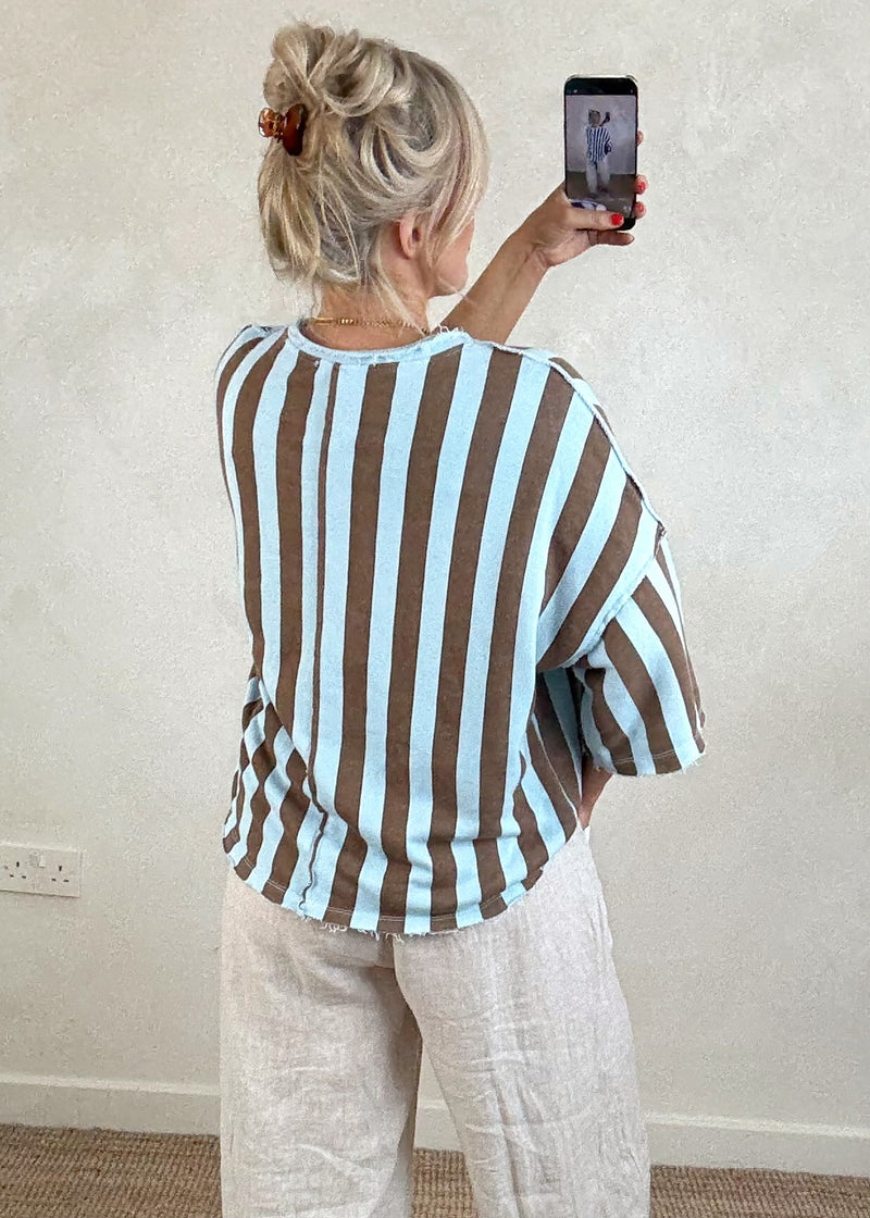 Romie striped sweater - brown/blue
