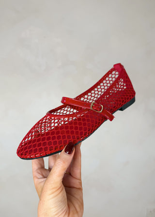 Fishnet ballet flat - Red