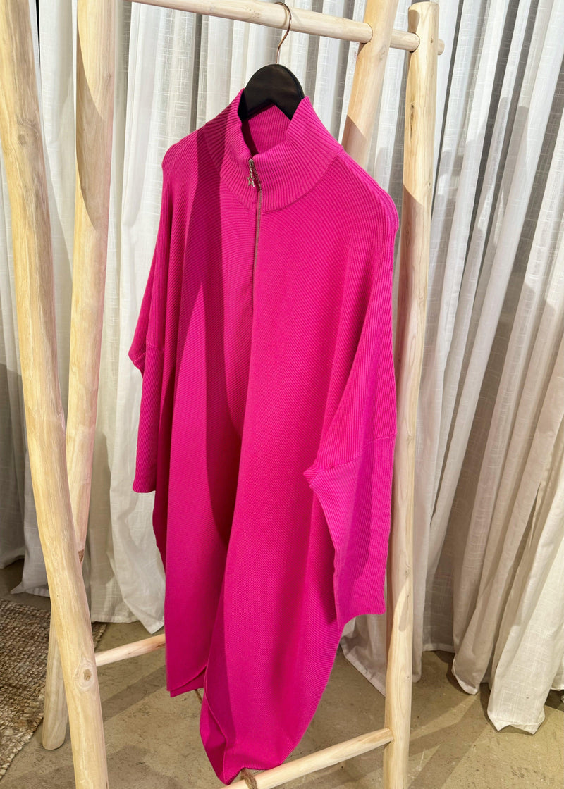 Benji longline half zip - Hot Pink