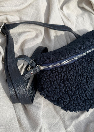 Teddy sling bag with leather strap - Navy