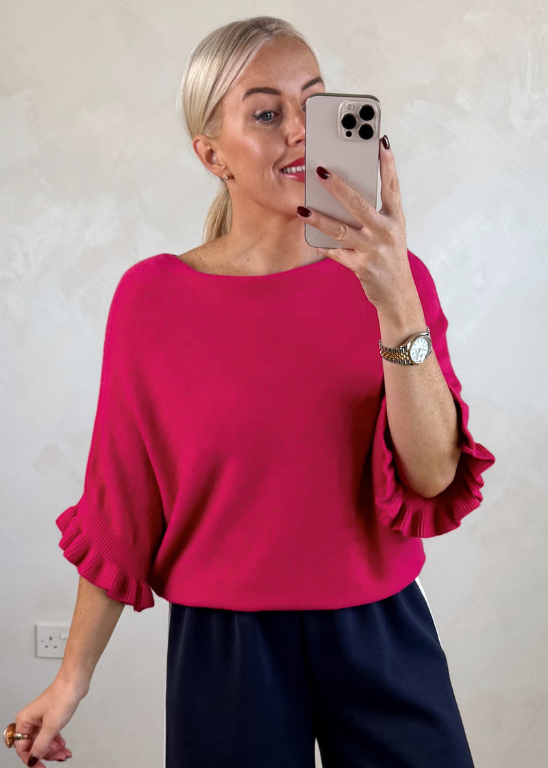 Maddie frill knit - hot pink