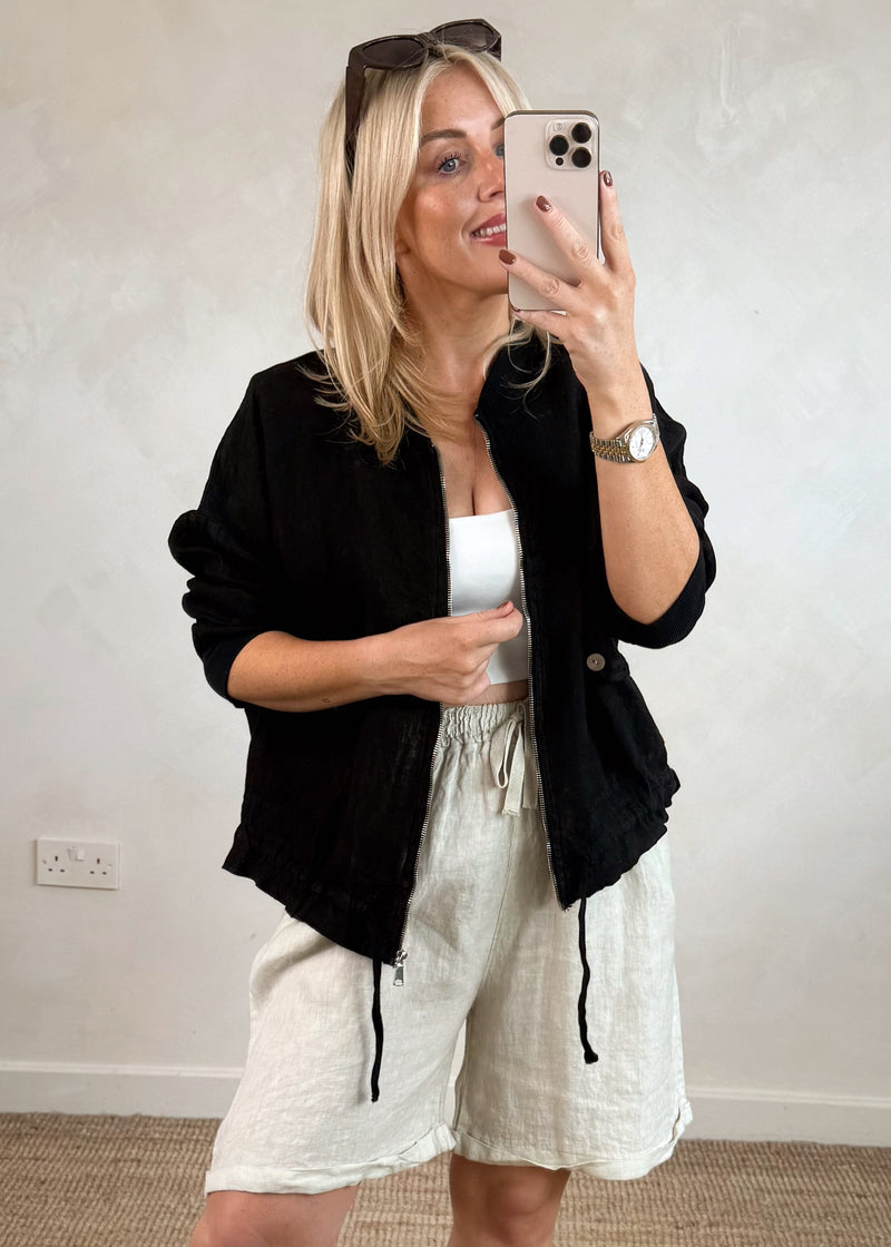 Essie linen shorts - stone