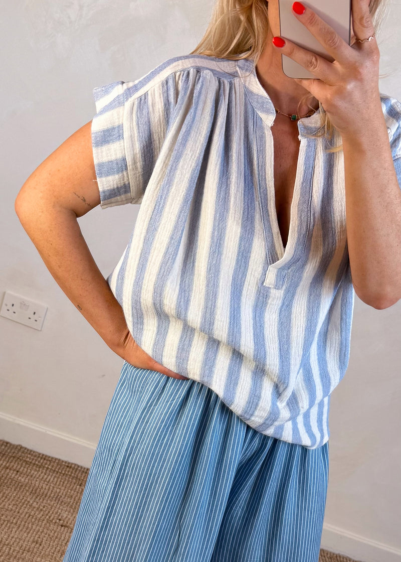 Oxford striped top - blue