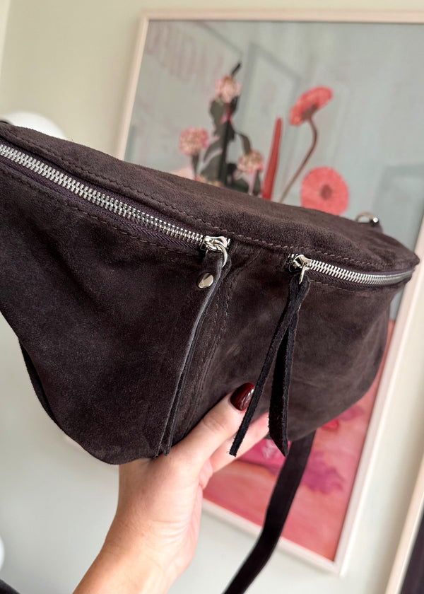 Suede Tori sling bag - chocolate