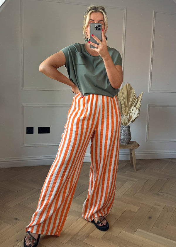 Jolie pants -  orange/stone stripe