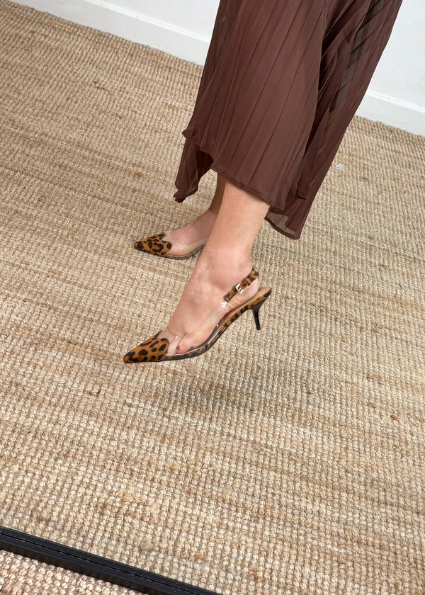 Clear heart heel - leopard