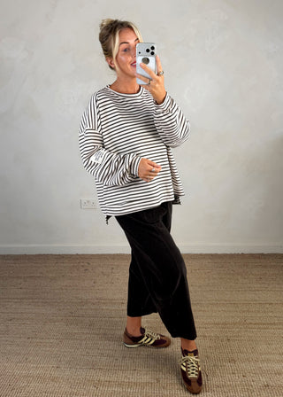 Perfect fine striped sweater - Cream/chocolate