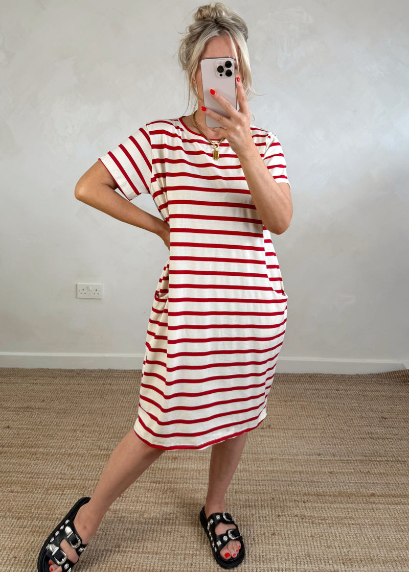 Blake striped dress - red